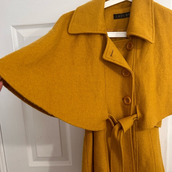 Mustard caped double breasted pea coat - Picture 2 of 3